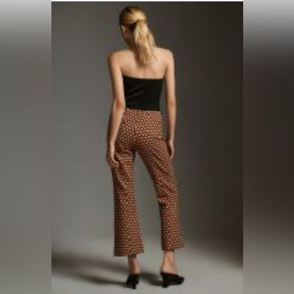 Anthropologie Pink and Tan Trousers with Wide-Leg Design - Picture 3 of 3
